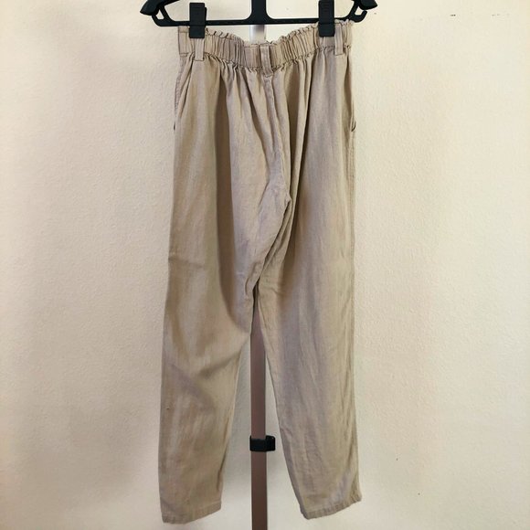 Chocolate Tan Linen Pants with Belt (S) - Picture 2 of 6